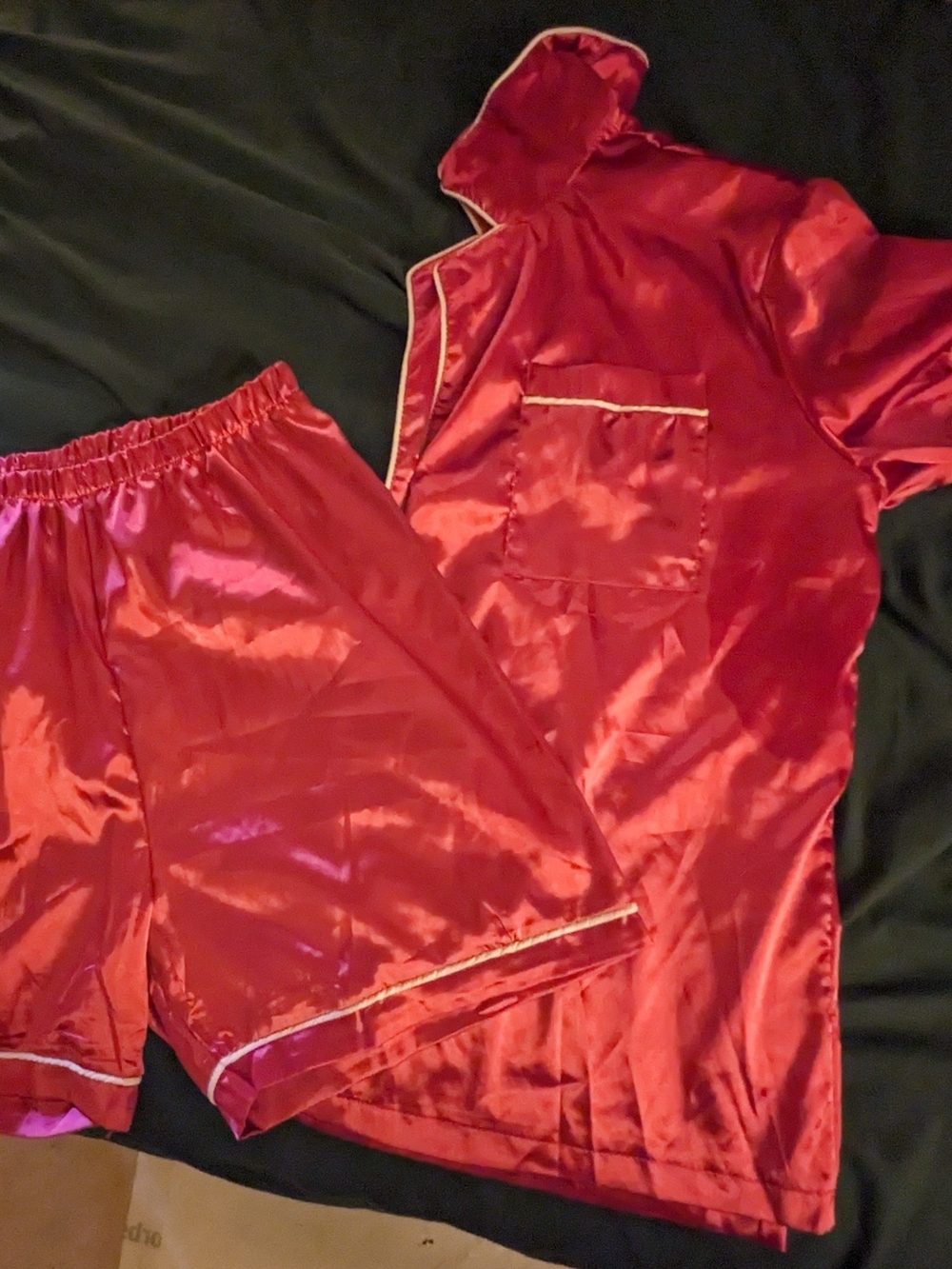Pink/Fuchsia Satin Two-Piece Pajama Set